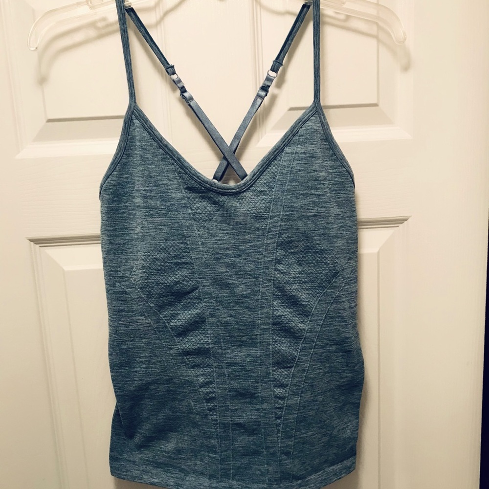 Caelum Workout Tank Top Blue Grey  Compression Top with Adjustable Straps